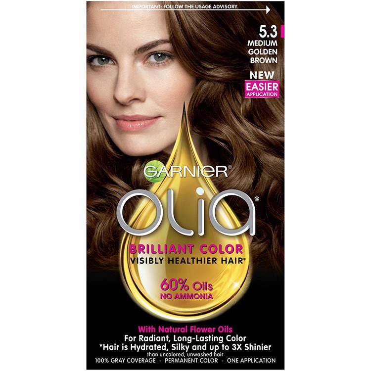 Olia Brilliant Color Hair Color 5.3 Medium Golden Brown